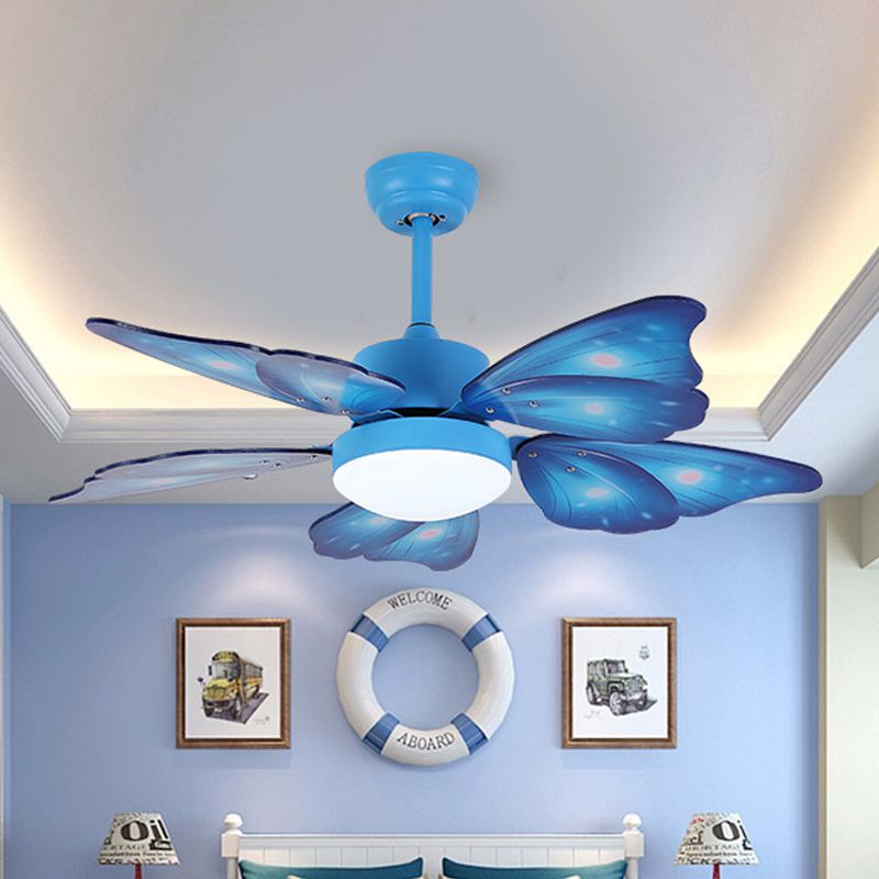 LED-Acryl-Deckenventilatoren für Kinder, Rosa/Blau, 5 Schmetterlingsflügel, Schlafzimmer, 106,7 cm breit