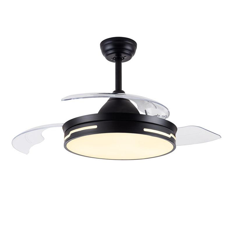 LED-Deckenventilatorleuchte „Drum“ für den Innenbereich in Schwarz/Weiß