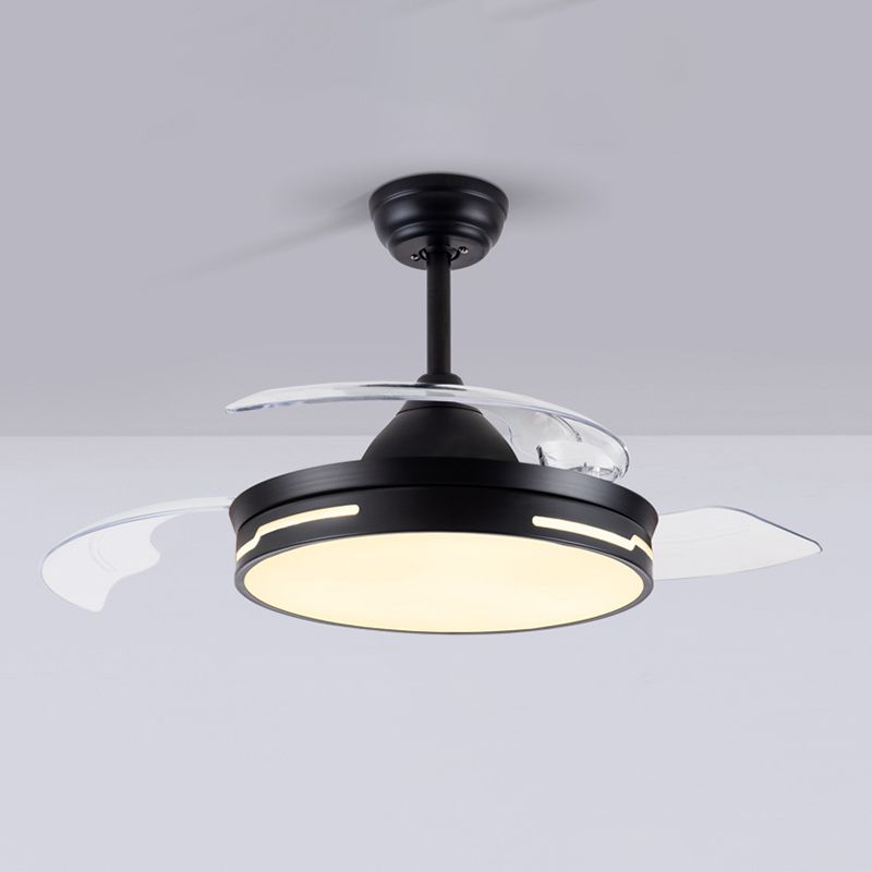 LED-Deckenventilatorleuchte „Drum“ für den Innenbereich in Schwarz/Weiß