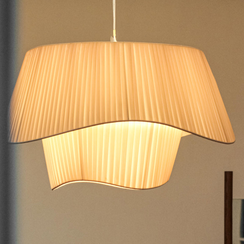 Milchweißer Kronleuchter aus Seidensatin, LED-Schlafzimmerdekoration, Heim-Pendelleuchten