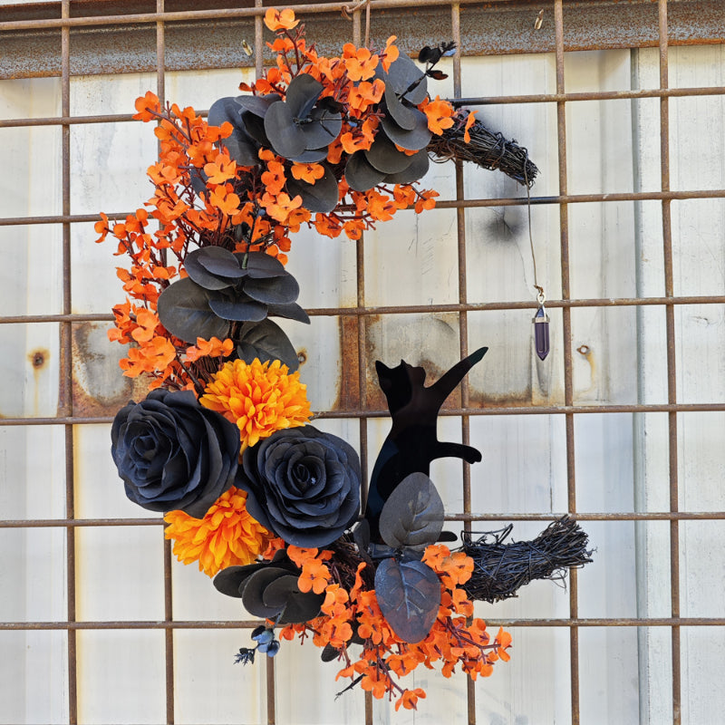 Halloween Mond Katzenkranz Wanddekoration
