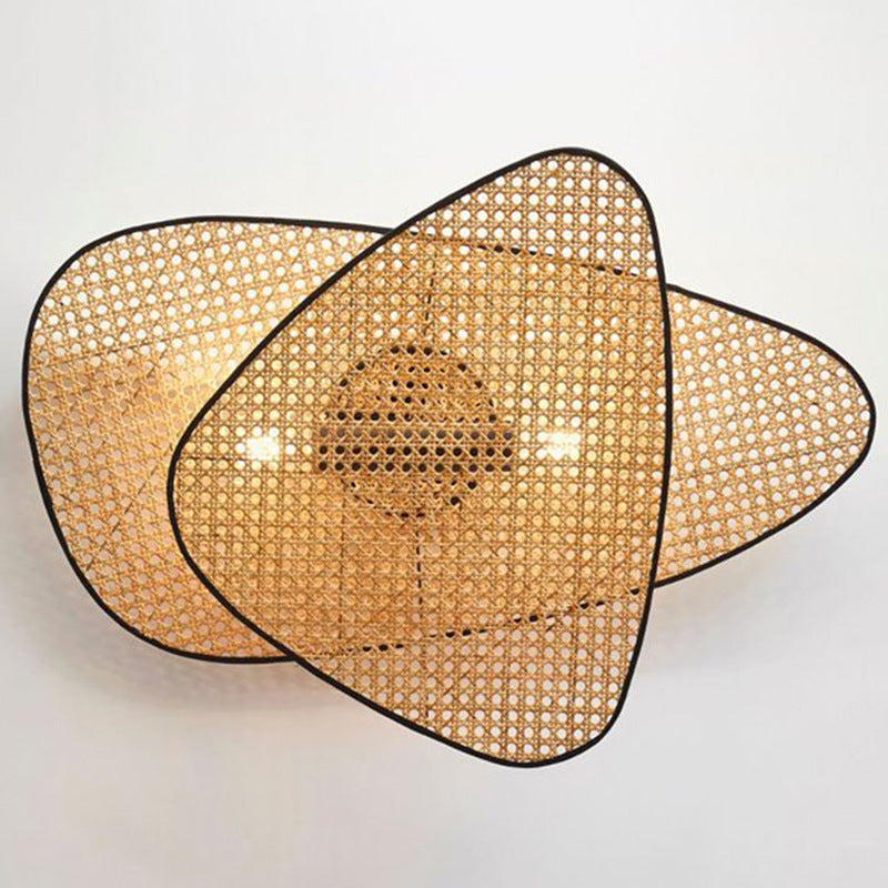 Kreative Schlafzimmer-Nachttisch-Wandlampe aus Rattan gewebt