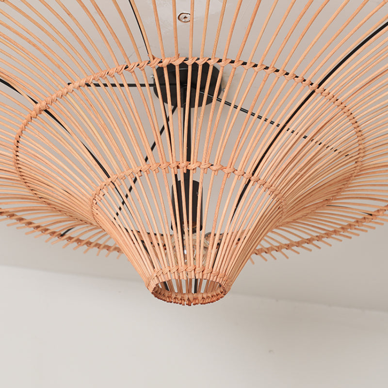 Große moderne Rattan-Pendelleuchte, Deckenlampenschirm, 100 cm