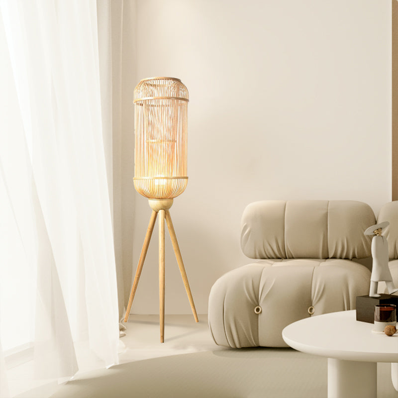 Handmade bamboo floor lamp
