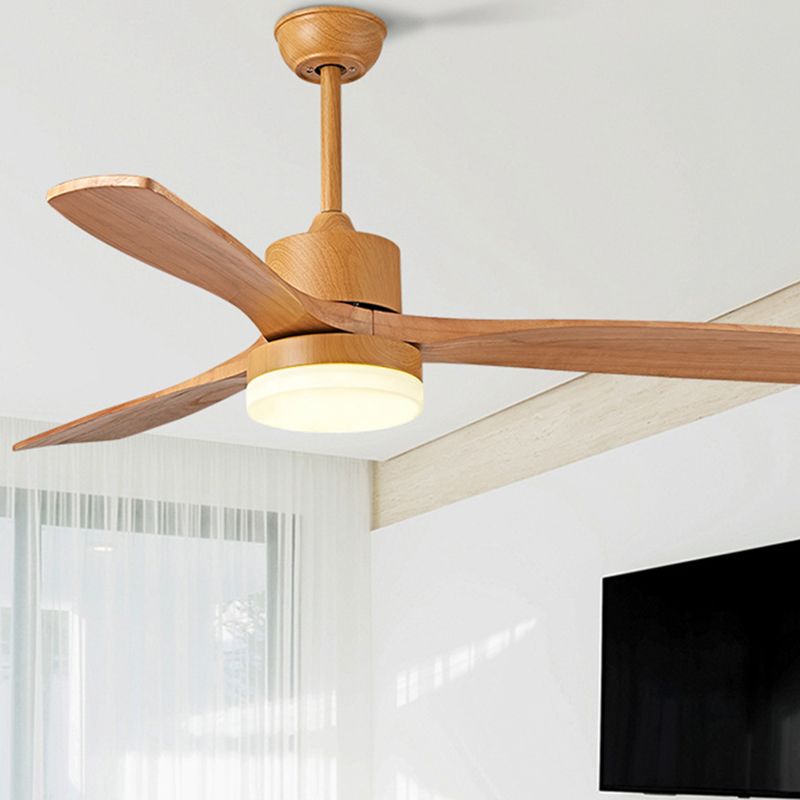 Zeitgenössische Deckenventilator-Leuchte, LED-Deckenleuchte aus Holz, 42''