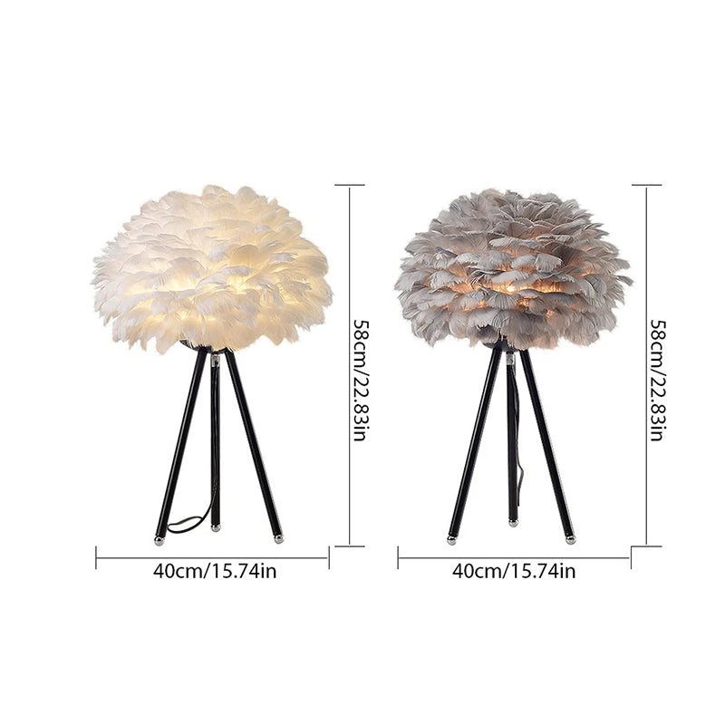 Handgefertigte Feder-Tischlampe