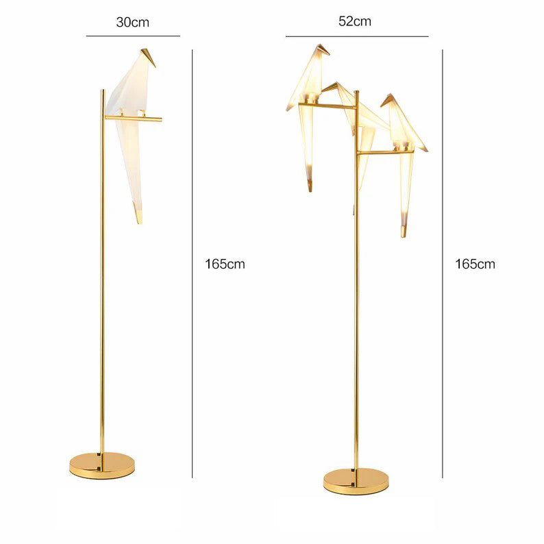 Goldene Vogel-Metall-Wohndekor-Stehlampe