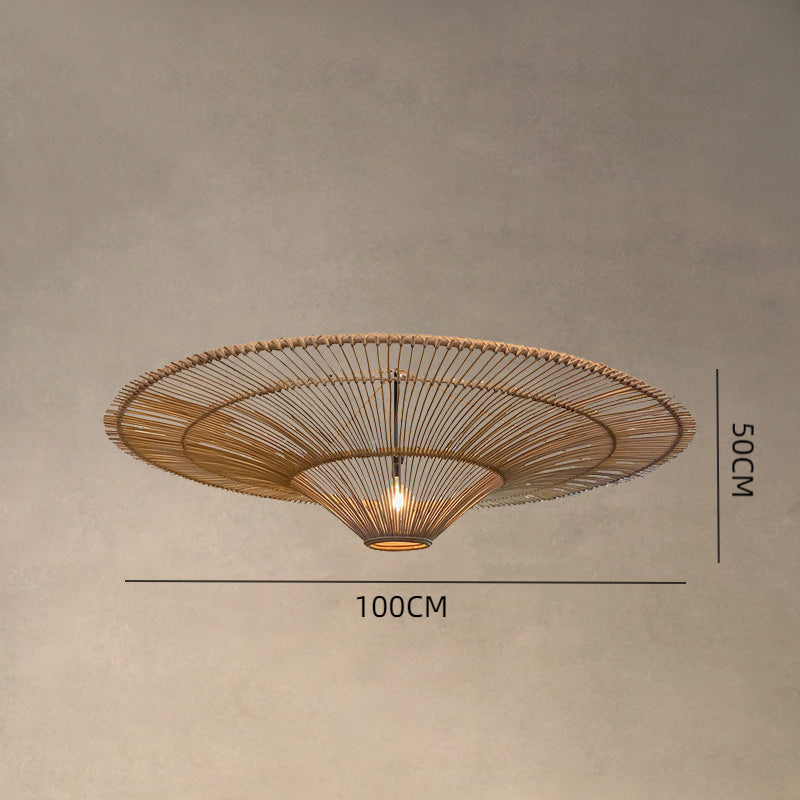 Große moderne Rattan-Pendelleuchte, Deckenlampenschirm, 100 cm