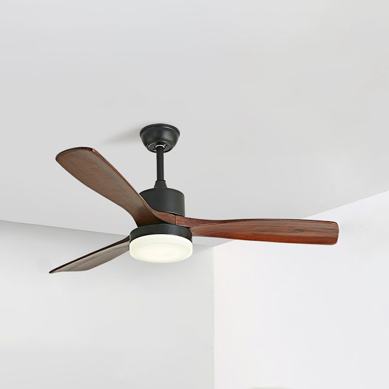 Zeitgenössische Deckenventilator-Leuchte, LED-Deckenleuchte aus Holz, 42''