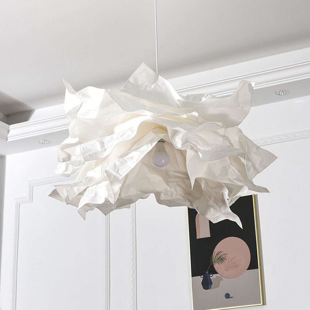 Weiße Wolken-Pendelleuchten aus Stoff, kreativer Origami-Kronleuchter