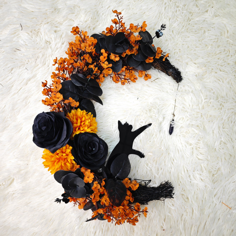 Halloween Mond Katzenkranz Wanddekoration