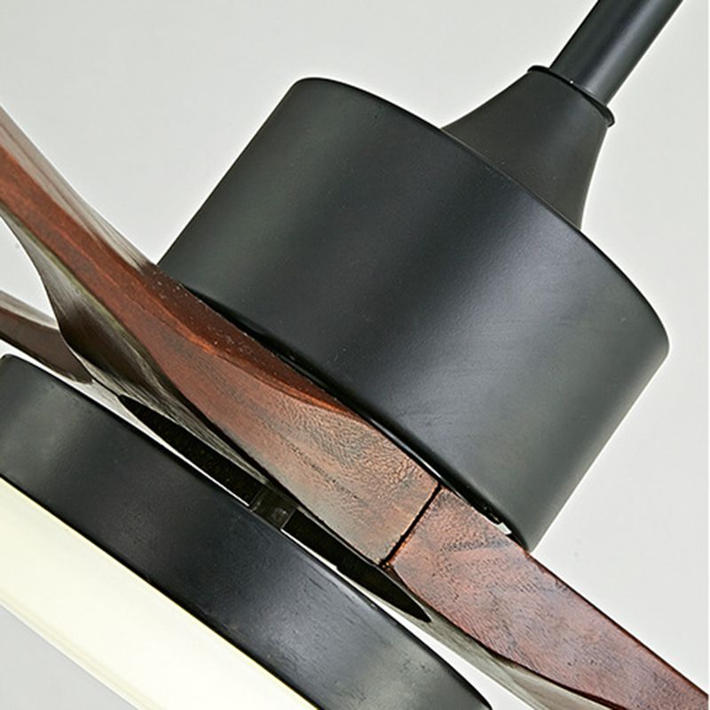 Zeitgenössische Deckenventilator-Leuchte, LED-Deckenleuchte aus Holz, 42''