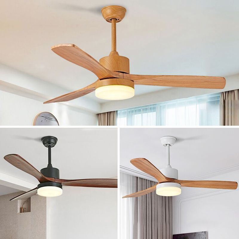 Zeitgenössische Deckenventilator-Leuchte, LED-Deckenleuchte aus Holz, 42''