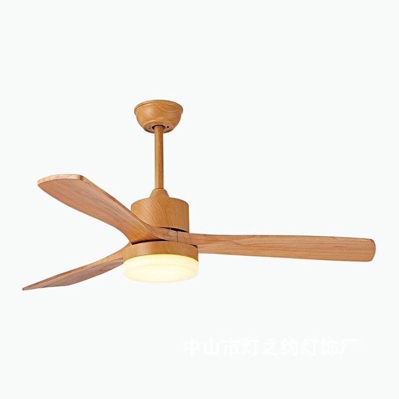 Zeitgenössische Deckenventilator-Leuchte, LED-Deckenleuchte aus Holz, 42''