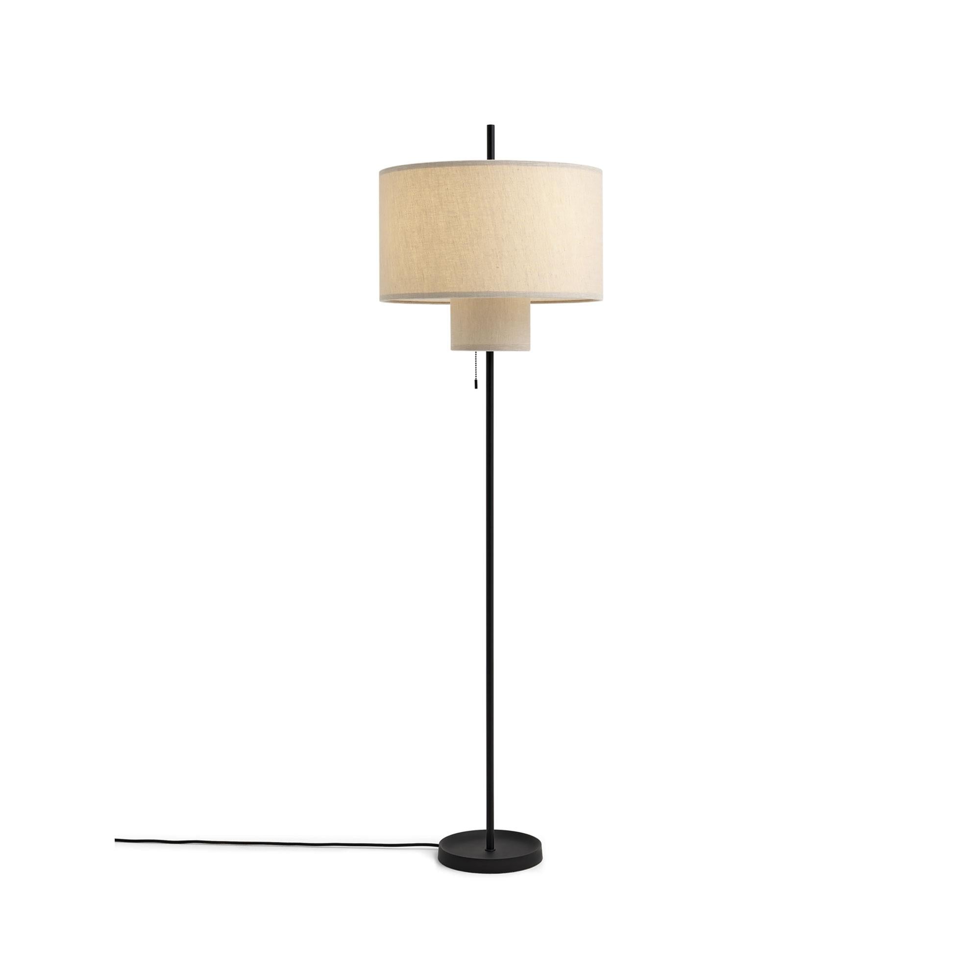 Weiße moderne Stehlampe aus Metall mit Stoffschirm