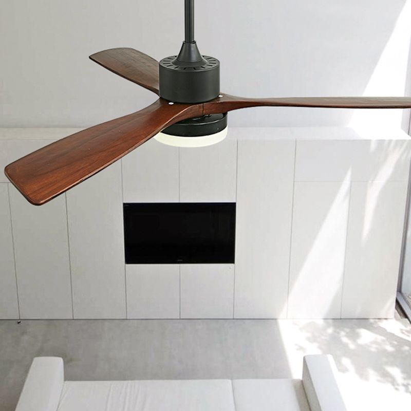 Zeitgenössische Deckenventilator-Leuchte, LED-Deckenleuchte aus Holz, 42''