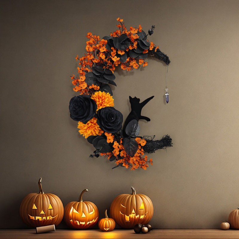Halloween Mond Katzenkranz Wanddekoration