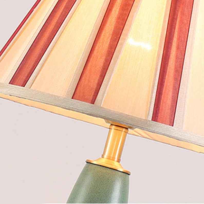 Messing Tischlampe Keramik Schreibtisch Lampenschirm Retro Stehlampe