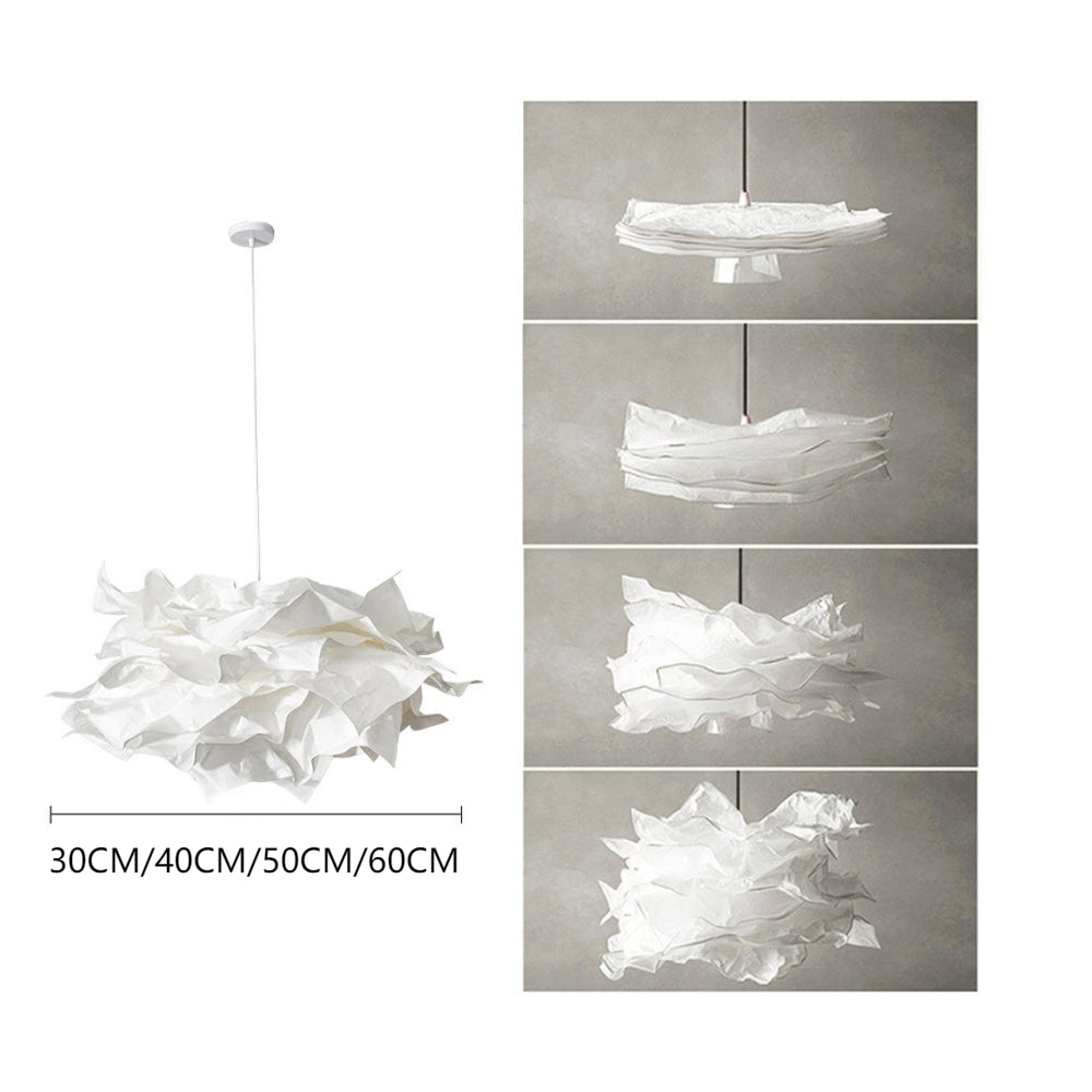 Weiße Wolken-Pendelleuchten aus Stoff, kreativer Origami-Kronleuchter