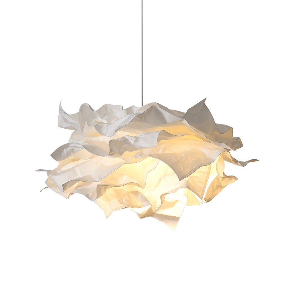 Weiße Wolken-Pendelleuchten aus Stoff, kreativer Origami-Kronleuchter