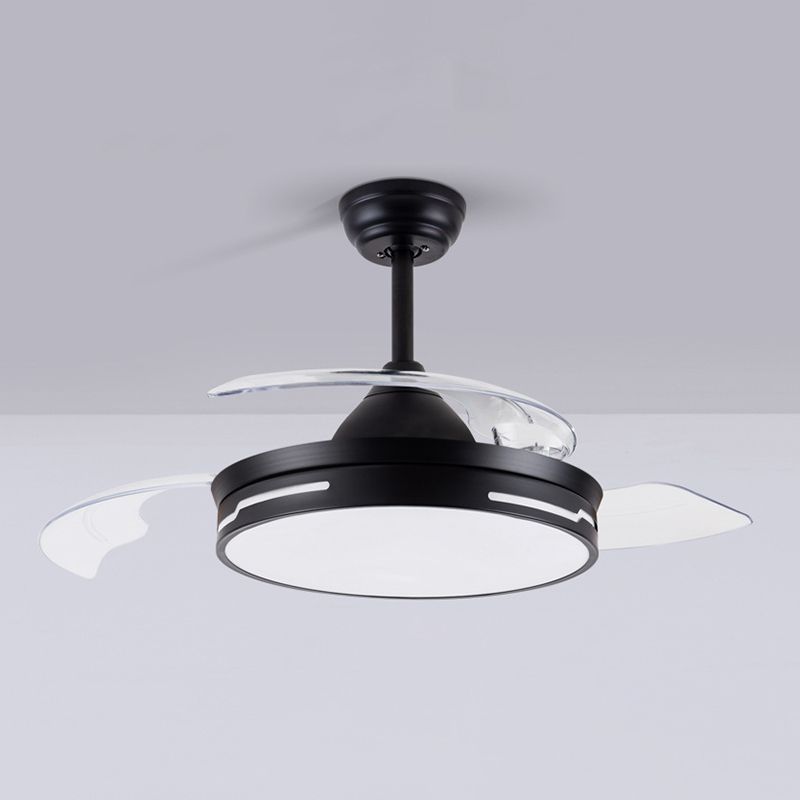 LED-Deckenventilatorleuchte „Drum“ für den Innenbereich in Schwarz/Weiß
