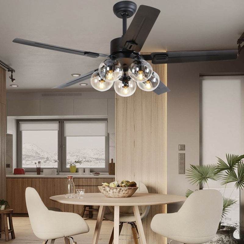 Schwarzer Vintage Deckenventilator mit Lichtern 52''