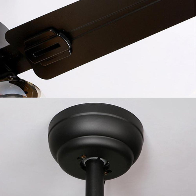 Schwarzer Vintage Deckenventilator mit Lichtern 52''