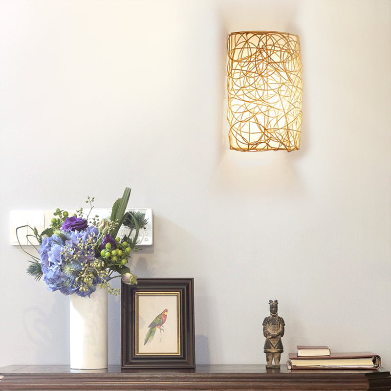 Rattan-Wandleuchte, Korbwand-Hängelampen, Boho-Wandleuchte