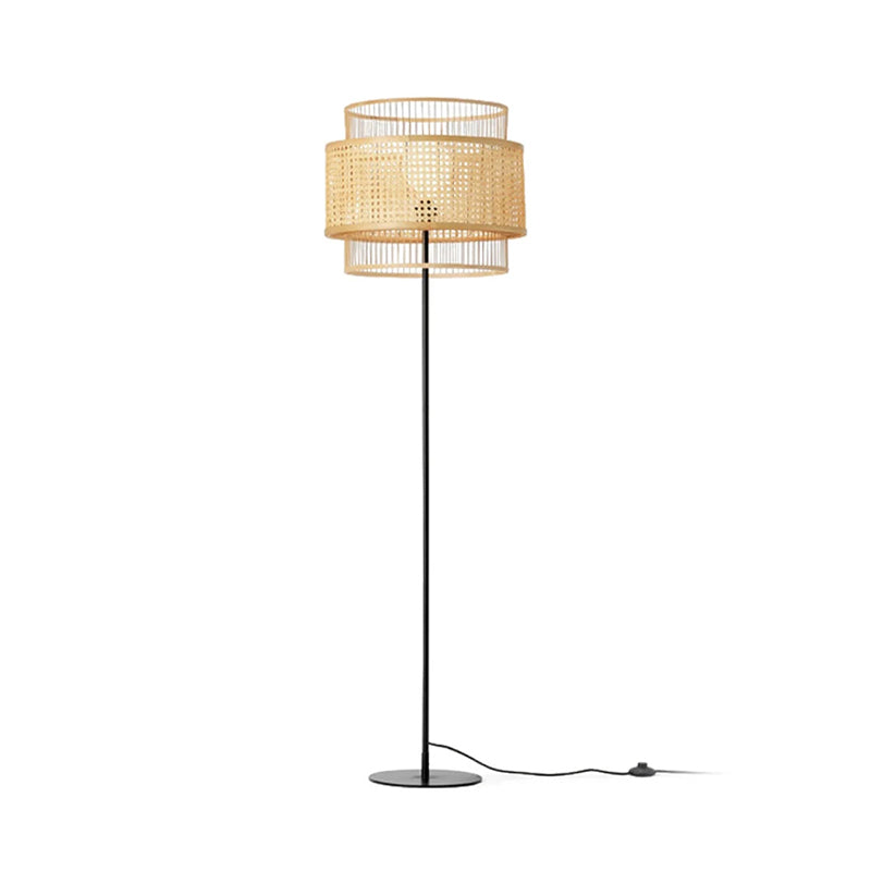 Handgeflochtene Rattan-Stehlampen und Tischlampen im Vintage-Design