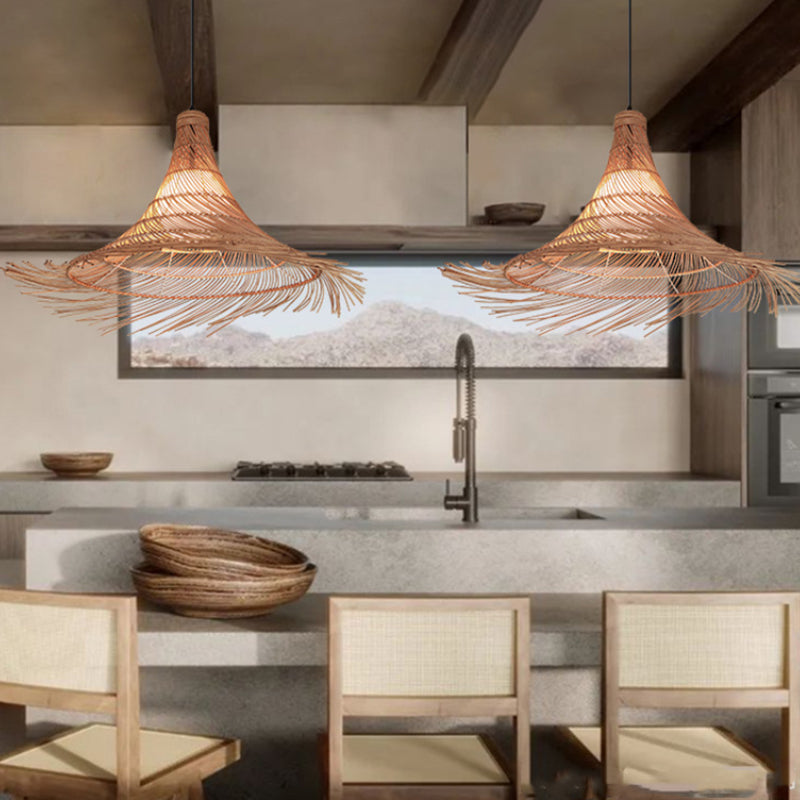 Boho Lampenschirm Rattan Hutform Pendelleuchten