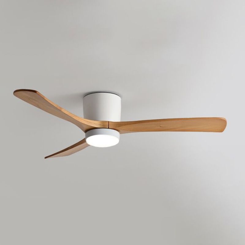 Zeitgenössische Deckenventilatorleuchte aus Holz mit LED-Deckeneinbau