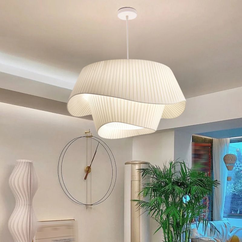 Milchweißer Kronleuchter aus Seidensatin, LED-Schlafzimmerdekoration, Heim-Pendelleuchten