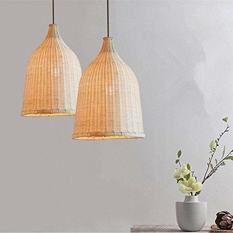 Rattan-Pendelleuchte, handgefertigte Korblampe
