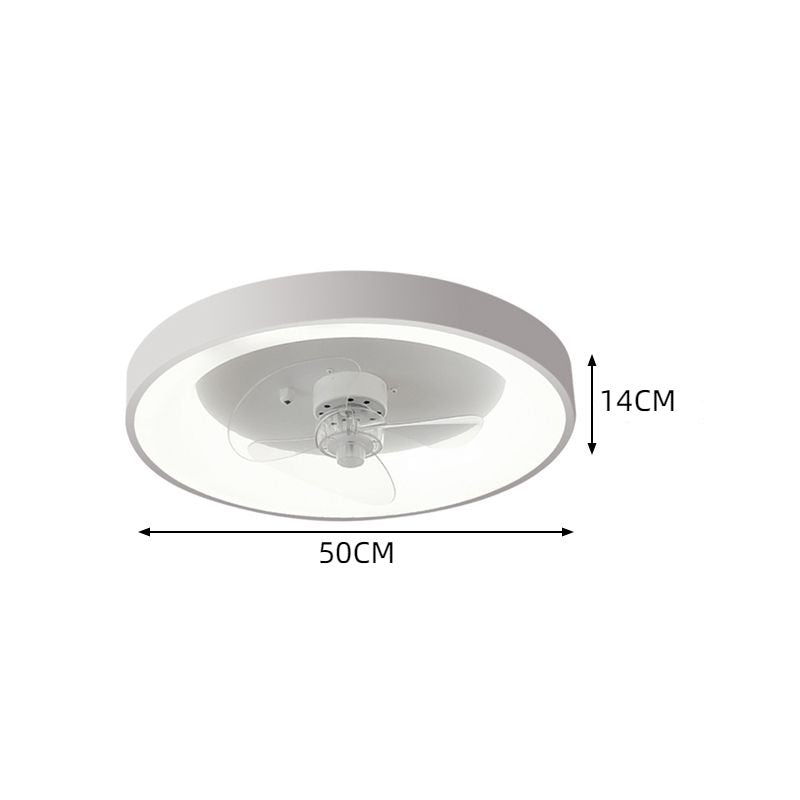 Runde Deckenventilatoren aus Metall mit Lichtern in Weiß