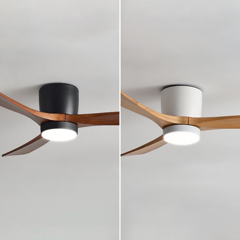 Zeitgenössische Deckenventilatorleuchte aus Holz mit LED-Deckeneinbau