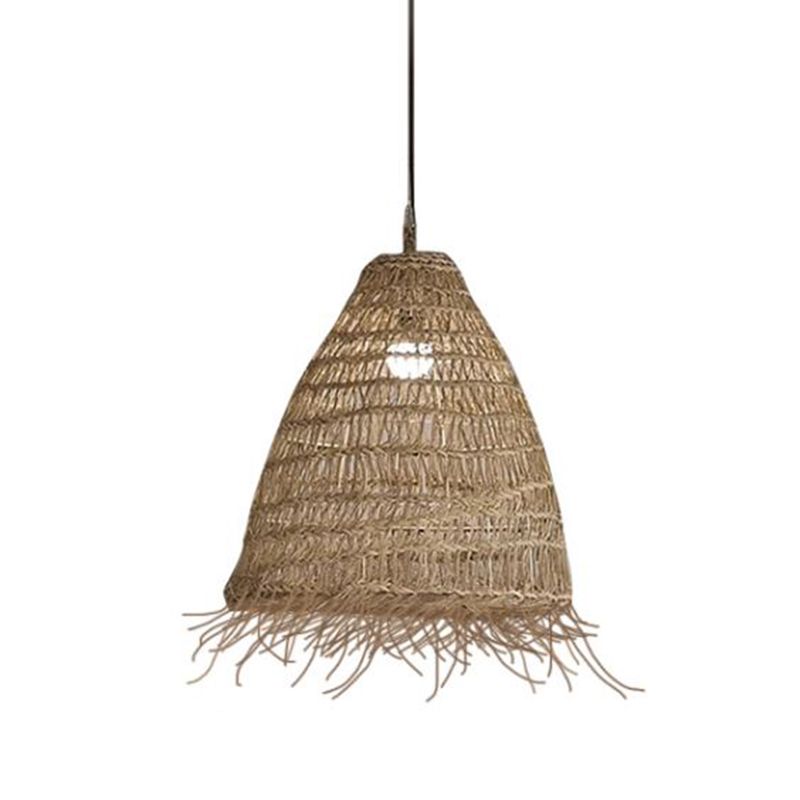 Moderne kegelförmige Pendelleuchte aus Rattan