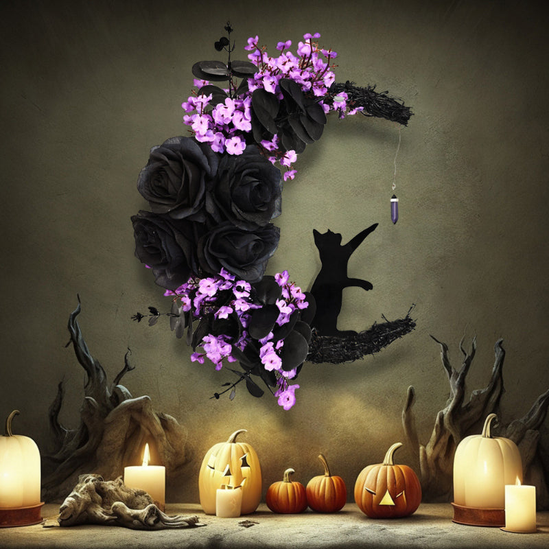 Halloween Mond Katzenkranz Wanddekoration