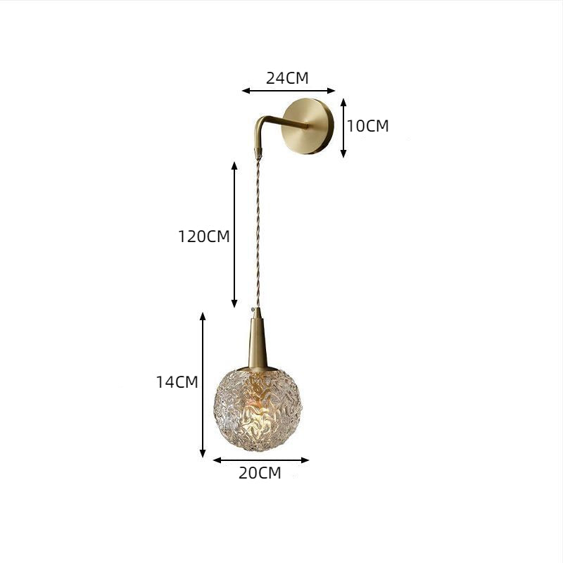 Kreative Wandleuchte aus Glas mit langem Arm