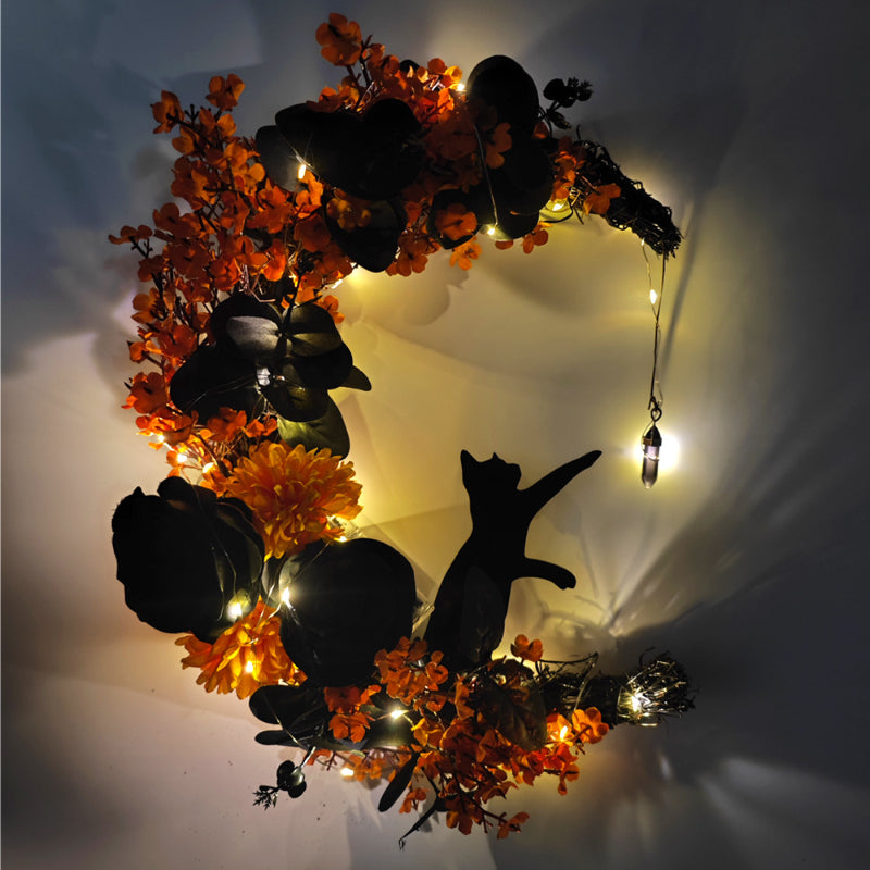 Halloween Mond Katzenkranz Wanddekoration