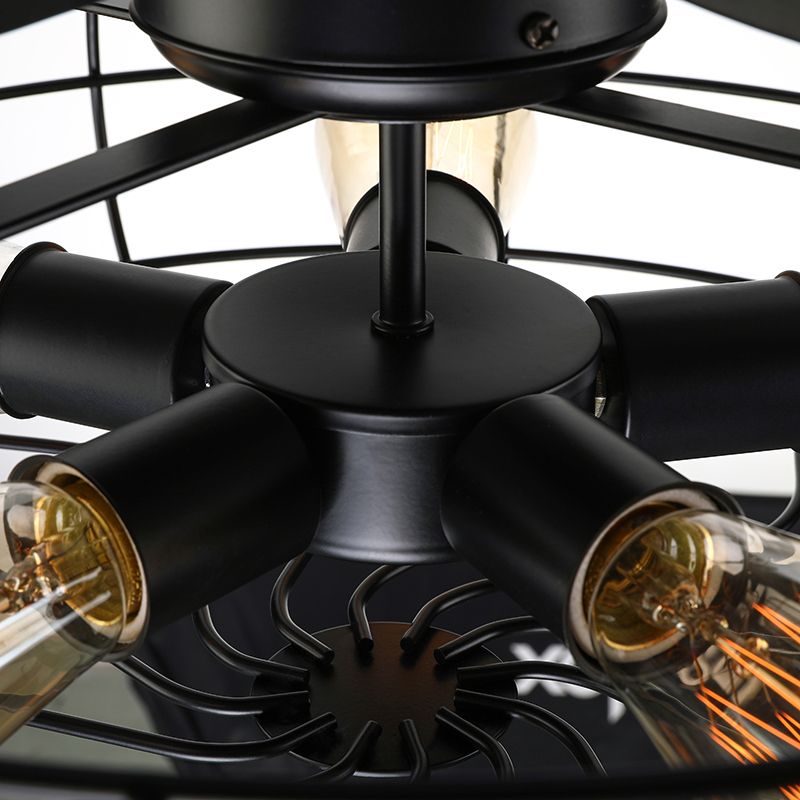 52-Zoll-Innendeckenventilator mit Käfig und 5 Flügeln aus rustikalem Metall