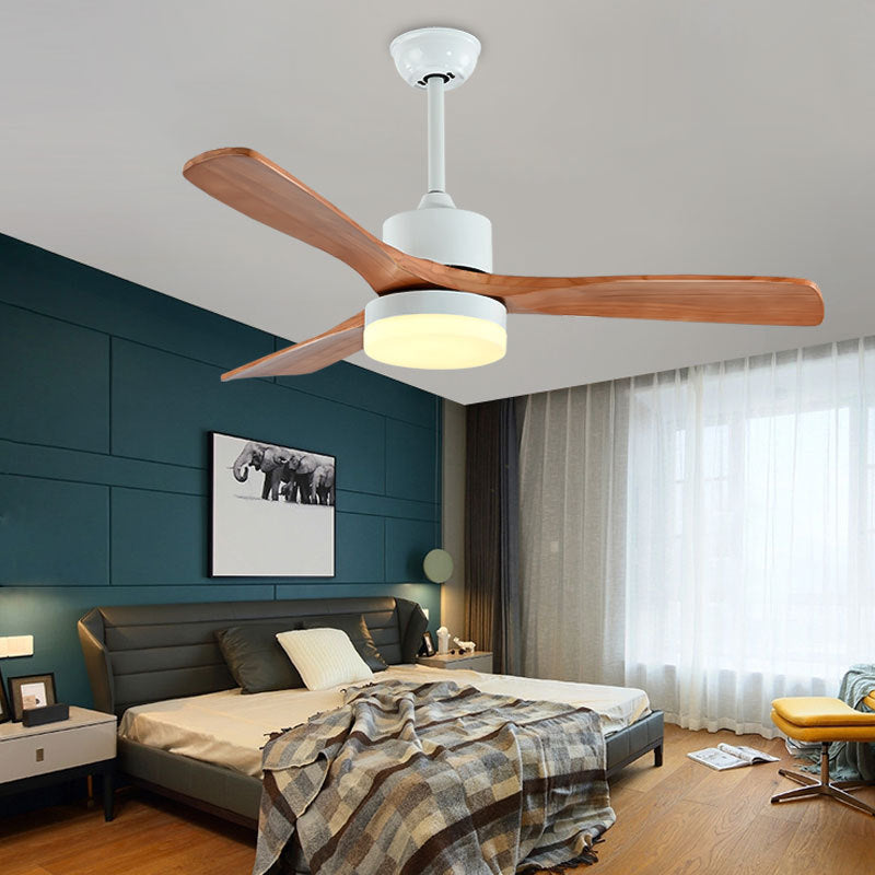 Zeitgenössische Deckenventilator-Leuchte, LED-Deckenleuchte aus Holz, 42''