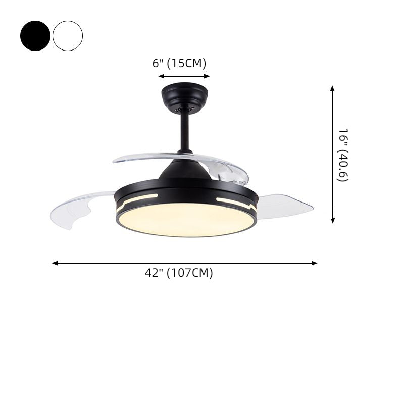 LED-Deckenventilatorleuchte „Drum“ für den Innenbereich in Schwarz/Weiß