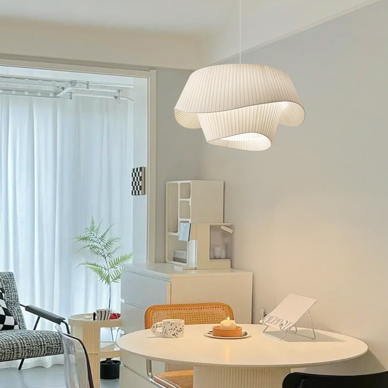 Milchweißer Kronleuchter aus Seidensatin, LED-Schlafzimmerdekoration, Heim-Pendelleuchten