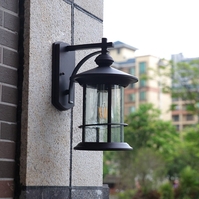 Wandleuchte für den Außenbereich, klares Glas, zylindrische Wandleuchte