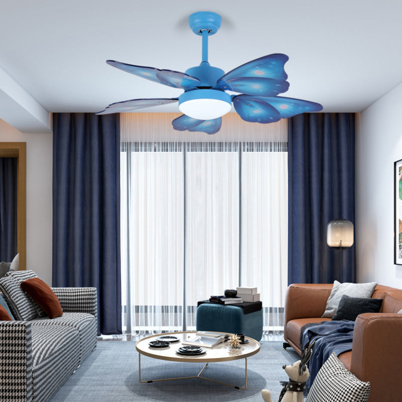 LED-Acryl-Deckenventilatoren für Kinder, Rosa/Blau, 5 Schmetterlingsflügel, Schlafzimmer, 106,7 cm breit