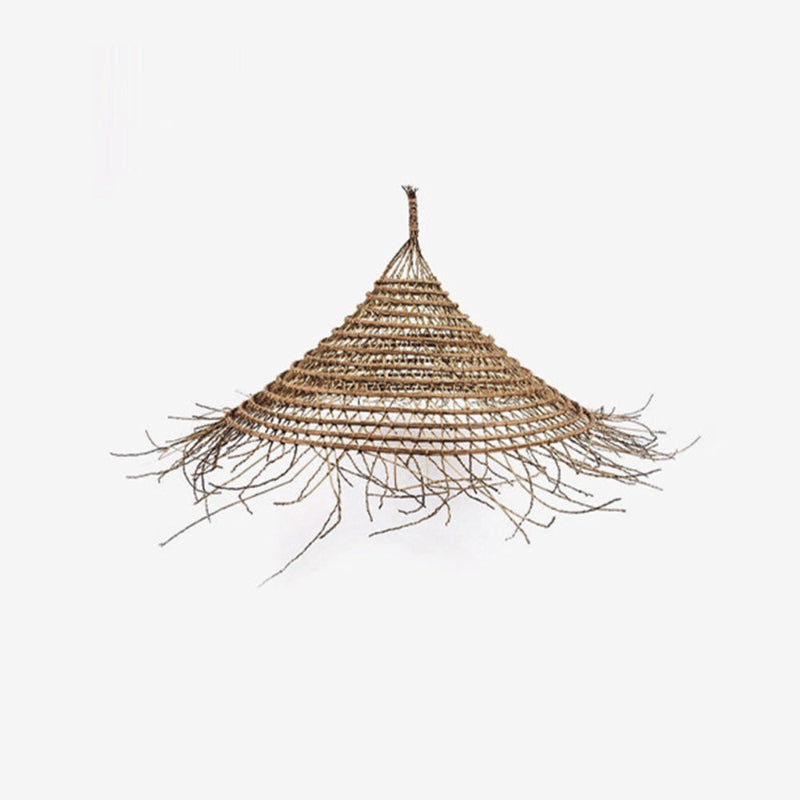 Rustikaler Lampenschirm aus Rattan, Vintage-Pendelleuchten