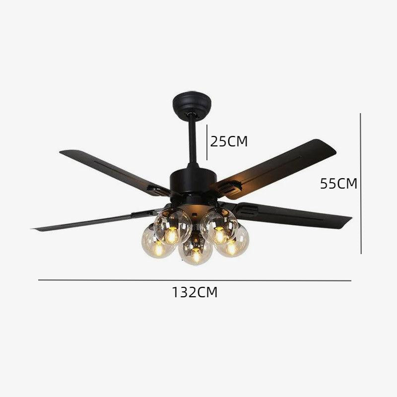 Schwarzer Vintage Deckenventilator mit Lichtern 52''