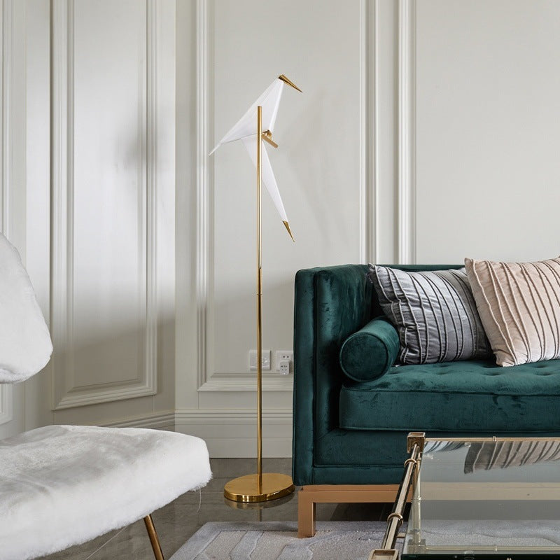 Goldene Vogel-Metall-Wohndekor-Stehlampe