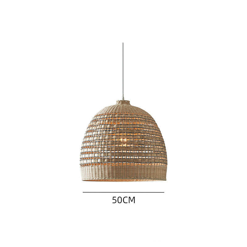 Handgeflochtene Rattan-Glocken-Pendelleuchte, rustikal