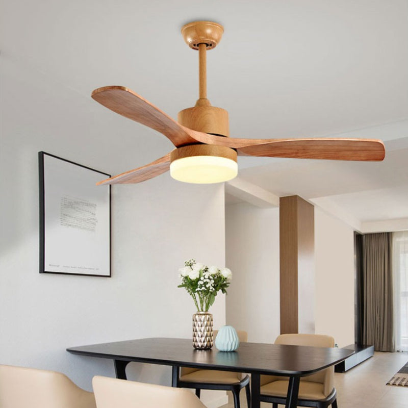Zeitgenössische Deckenventilator-Leuchte, LED-Deckenleuchte aus Holz, 42''